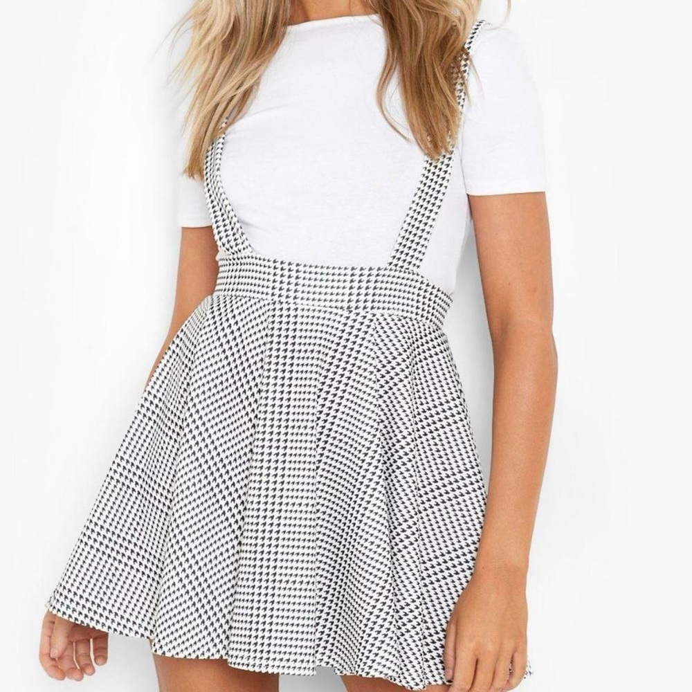 Dogtooth Check Pinafore Skirt